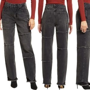 Good American 90s Seamed Fray Hem Straight Jeans